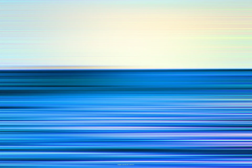 Horizontale, verwischte Linien in Blau und Hellgrau, oben ein heller, cremefarbener Bereich, unten dichte blaue Streifen.