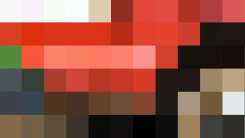 Farbiges Pixelmosaik aus roten, schwarzen, weißen und braunen Blöcken