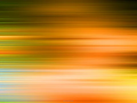 Abstrakte horizontale Streifen in Orange, Gelb und Grün, die von dunklen Rändern oben zu hellen Tönen unten verlaufen und wie Bewegungsunschärfe wirken.