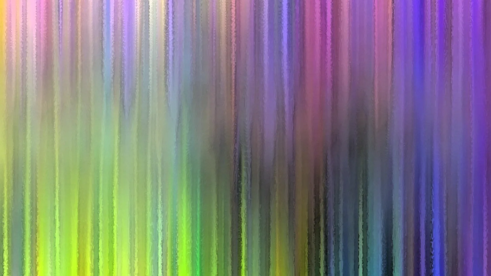 Abstraktes Bild aus senkrechten, verwischten Farbstreifen in Lila, Grün, Gelb und Blau