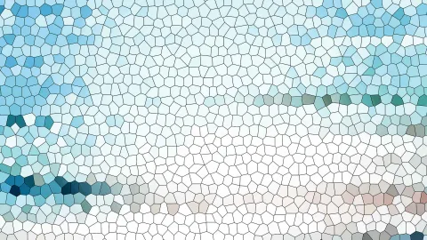 Muster aus unregelmäßigen, polygonalen Zellen in Blau-, Türkis- und Weißtönen, mit dunkleren Akzenten am unteren Rand.