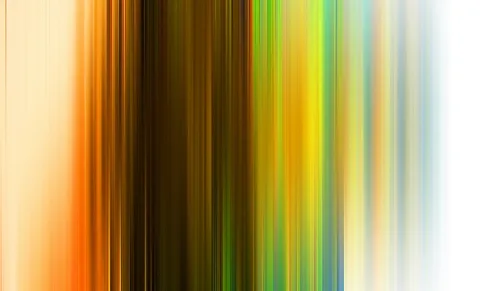 Abstrakte vertikale Streifen in Orange, Braun, Gelb, Grün und Blau, die von links nach rechts in helles Weiß übergehen.