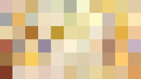 Quadratisches Mosaik aus Gelb-, Ocker-, Beige- und Brauntönen mit einzelnen grauen und lila Feldern.