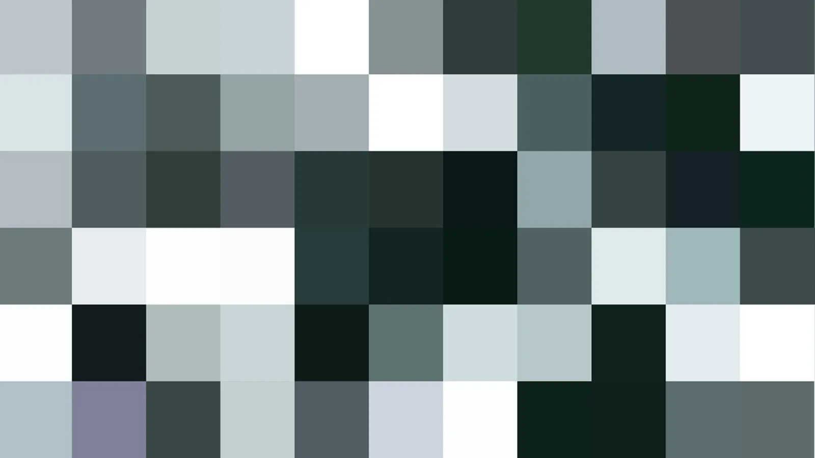 Raster aus quadratischen Pixelblöcken in Grau, Weiß, Schwarz und dunklem Grün.