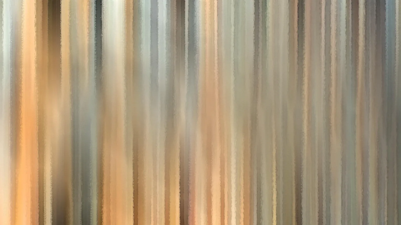 Abstrakte Komposition aus senkrechten, weich verwischten Streifen in Beige, Orange, Grau und Braun.