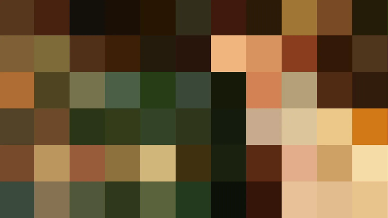 Quadratisches Farbmosaik in Braun, Grün, Ocker und Beige