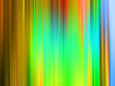 Abstrakte vertikale Streifen in Grün, Gelb, Orange und Blau, die von links nach rechts ineinander übergehen, mit einem kleinen Schriftzug am unteren Rand.