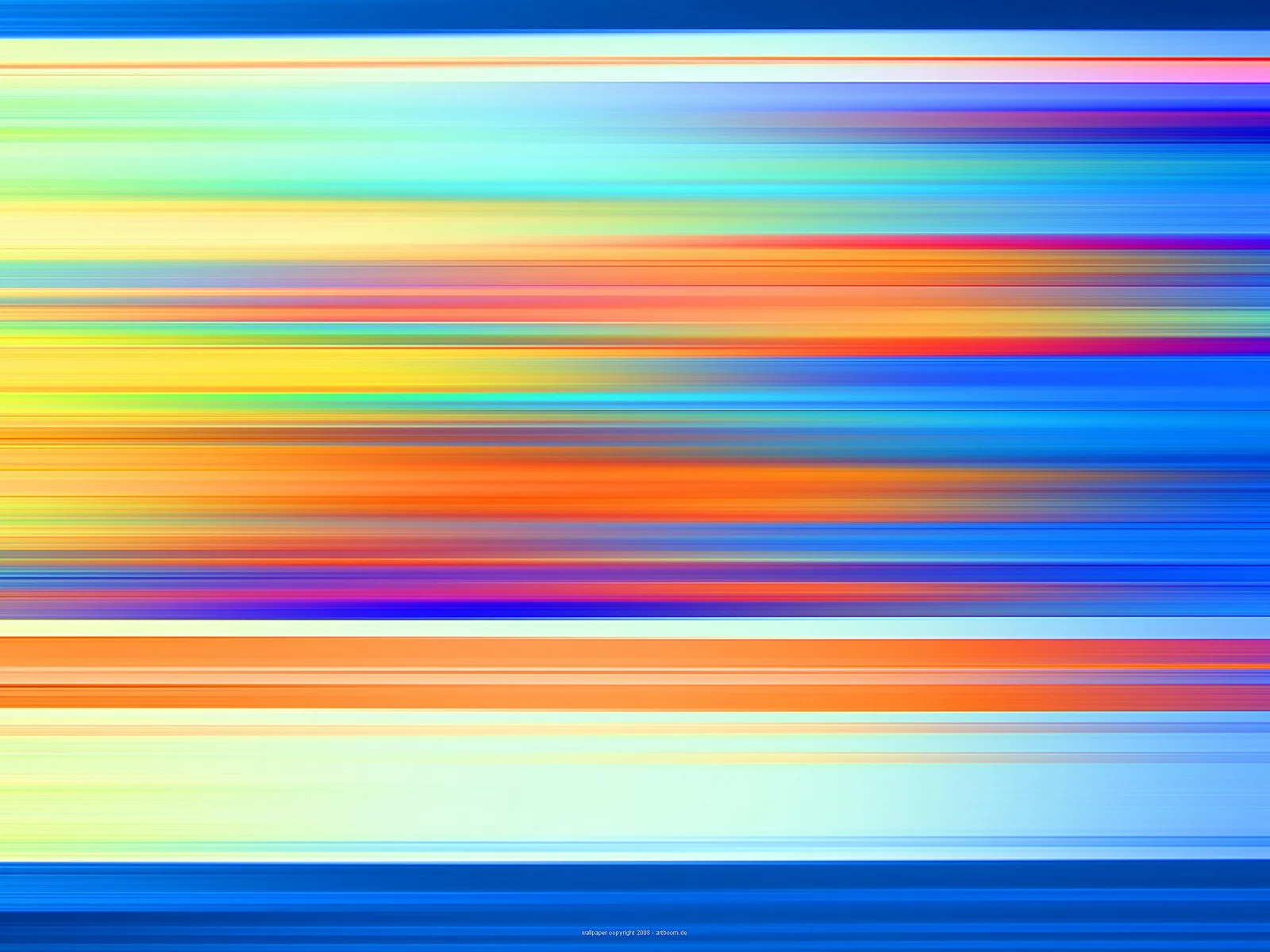 Horizontale, verwischte Streifen in Blau, Gelb, Orange, Rot und Violett, die von oben nach unten in Bändern übereinanderliegen.