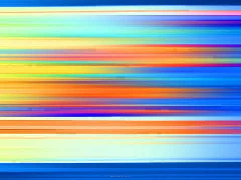 Horizontale, verwischte Streifen in Blau, Gelb, Orange, Rot und Violett, die von oben nach unten in Bändern übereinanderliegen.