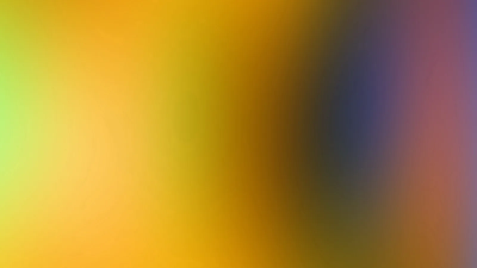 Unscharfer Farbverlauf von Gelbgrün links über Orange bis Blau und Rosa rechts