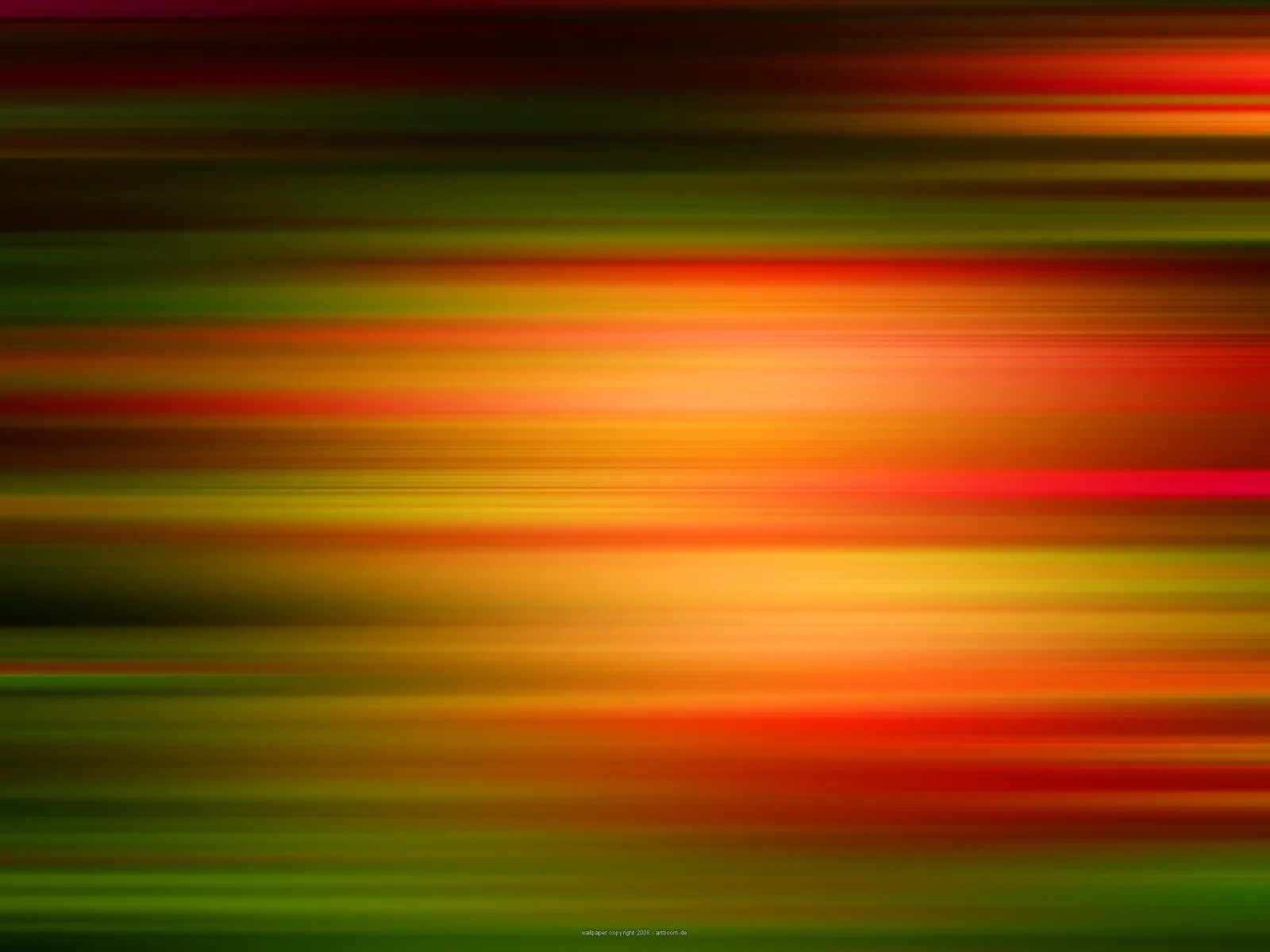 Horizontal verwischte Streifen in Rot, Orange, Gelb und Grün, dunkle Töne am Rand, helle Zone in der Bildmitte.