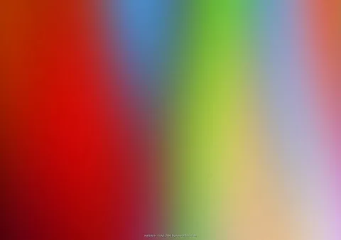 Weich verlaufende vertikale Farbstreifen von Rotorange über Rot, Blau und Grün bis Gelb, Beige und Lila.