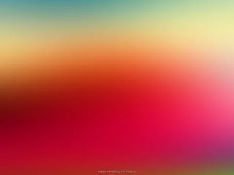 Unscharfer Farbverlauf von Teal oben über Gelb und Orange bis zu Rot und Pink unten, mit einem kleinen Schriftzug am unteren Rand.