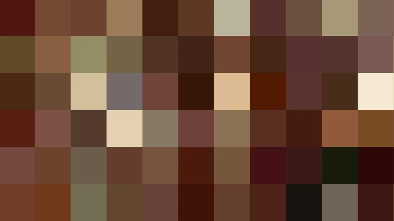 Ein Raster aus quadratischen Pixelblöcken in Braun-, Beige- und Olivtönen, ohne erkennbares Motiv.