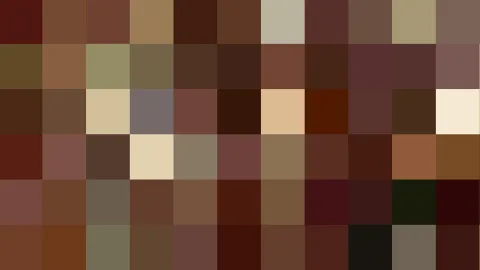 Ein Raster aus quadratischen Pixelblöcken in Braun-, Beige- und Olivtönen, ohne erkennbares Motiv.