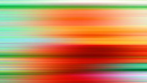 Horizontal verwischte Streifen in Grün, Orange, Gelb, Rot und Türkis, die über die ganze Bildfläche laufen.