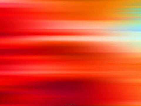 Abstrakte horizontale Schlieren in Rot, Orange und Gelb, rechts oben mit hellen Grün- und Blautönen, dazwischen weiche weiße Lichtbänder.