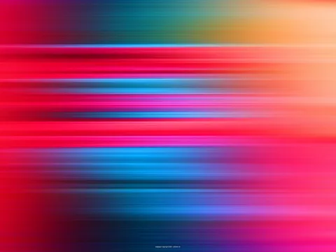 Horizontal verwischte Linien in Rot, Pink, Blau und Orange, dichter im unteren Bereich und heller am oberen Rand.