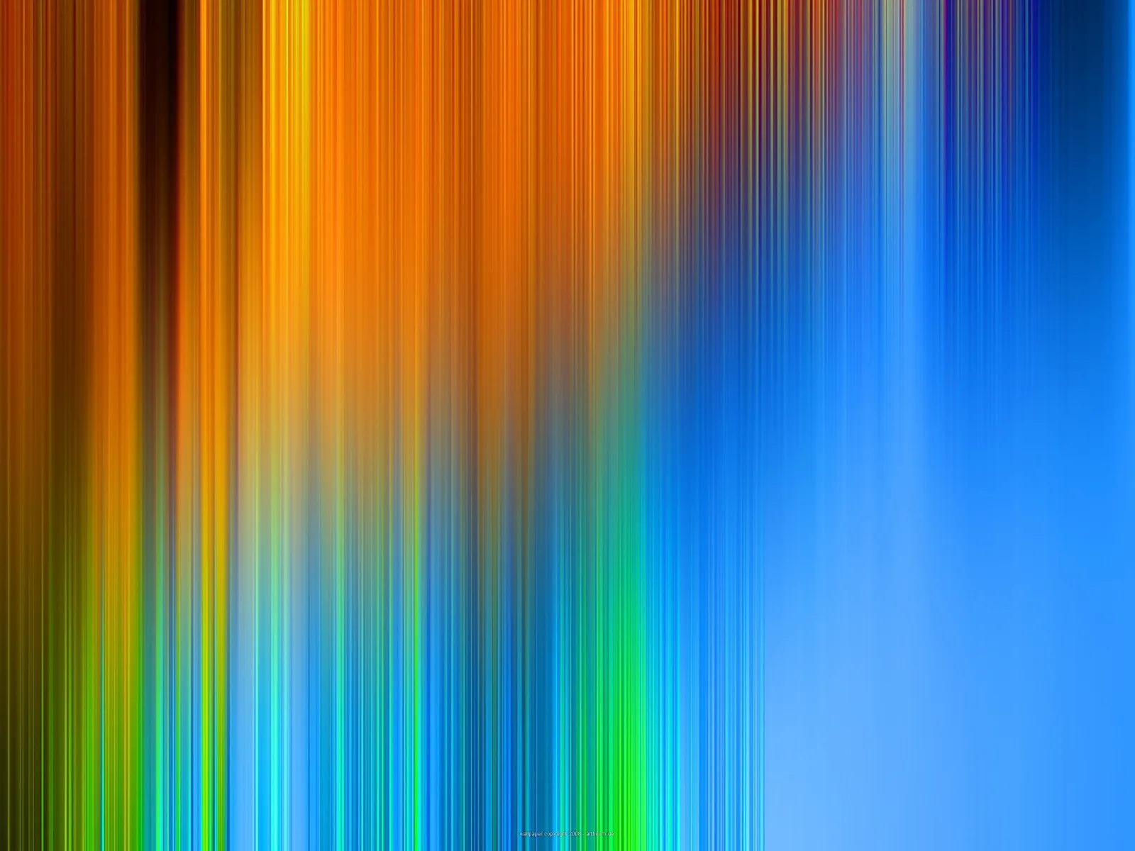 Vertikal verwischte Streifen in Orange, Gelb, Grün und Blau, die von links nach rechts in ein helles Blau übergehen.