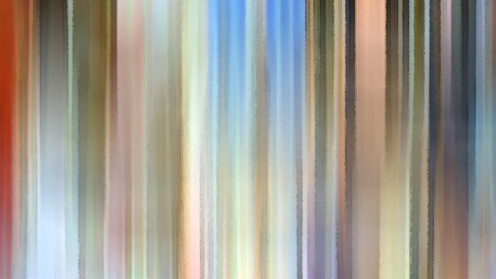 Abstrakte, vertikale Streifen in Orange, Blau, Beige und Olivgrün, weich verwischt.
