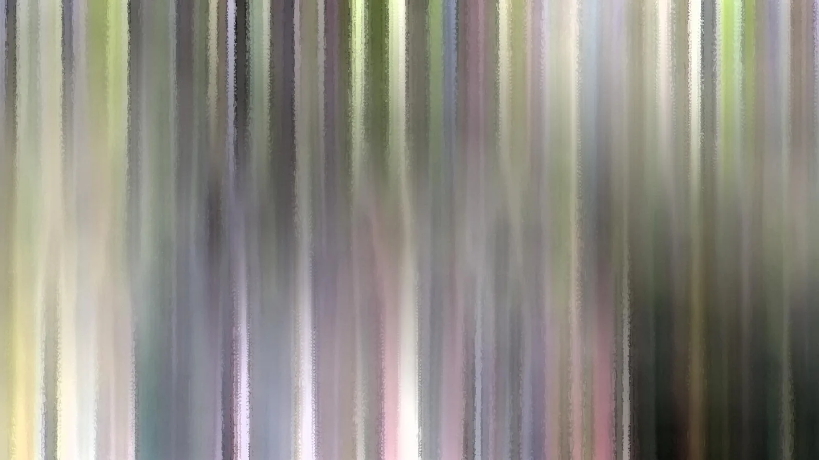 Abstraktes Bild aus vertikalen, unscharfen Streifen in Grün, Grau, Weiß und Rosa, rechts dunkler.