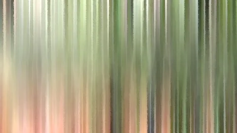 Abstrakte vertikale Streifen in Grün, Creme und Pfirsich, malerisch verwischt