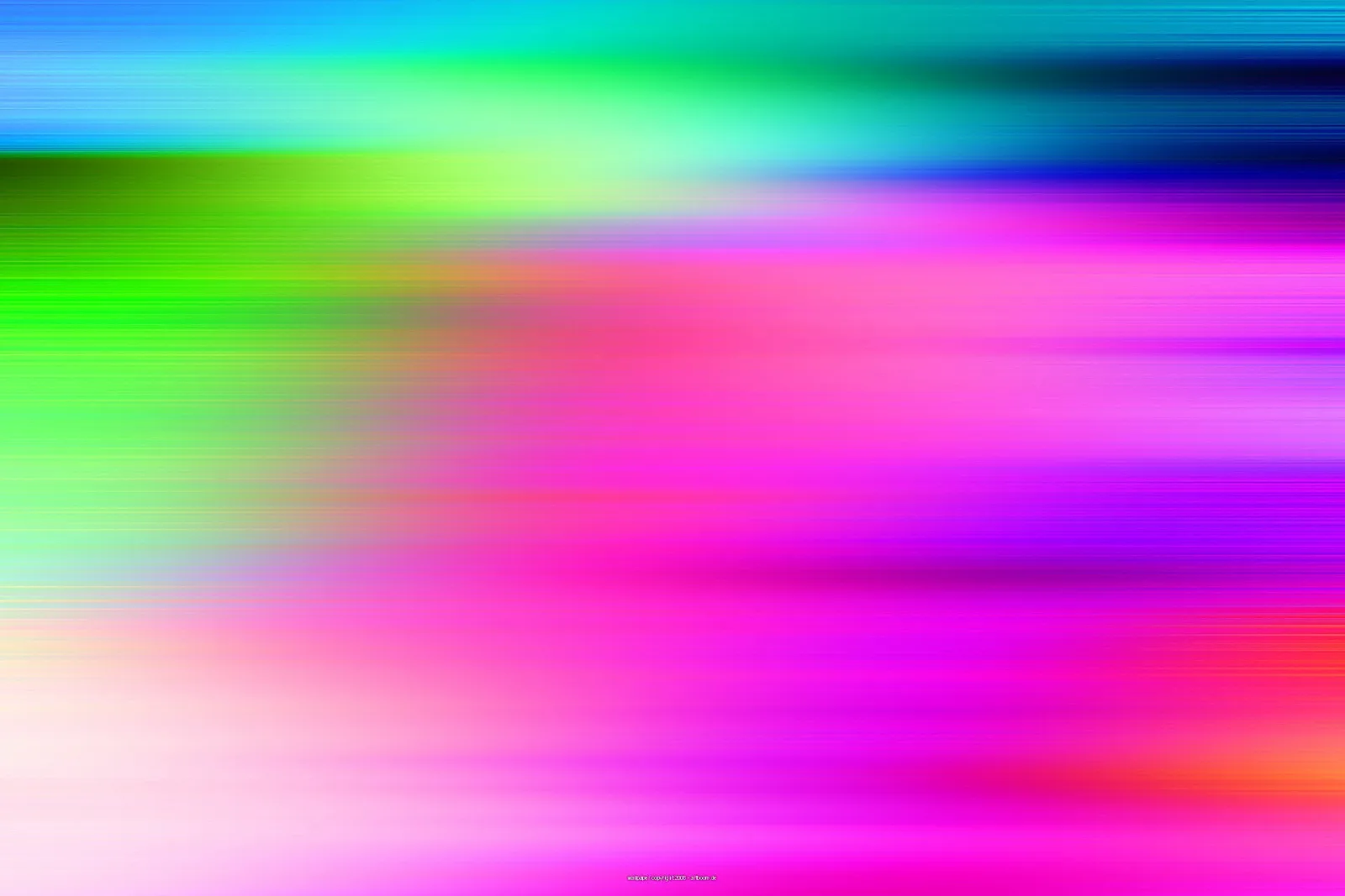 Abstrakte Fläche aus horizontal verwischten Streifen in Grün, Pink, Violett und Blau, oben dunkles Blau, unten helles Rosa.