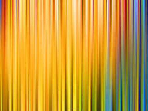 Abstraktes Muster aus vertikalen, unscharfen Streifen in Gelb, Orange, Rot, Grün und Blau, von links warm nach rechts kühl verlaufend.