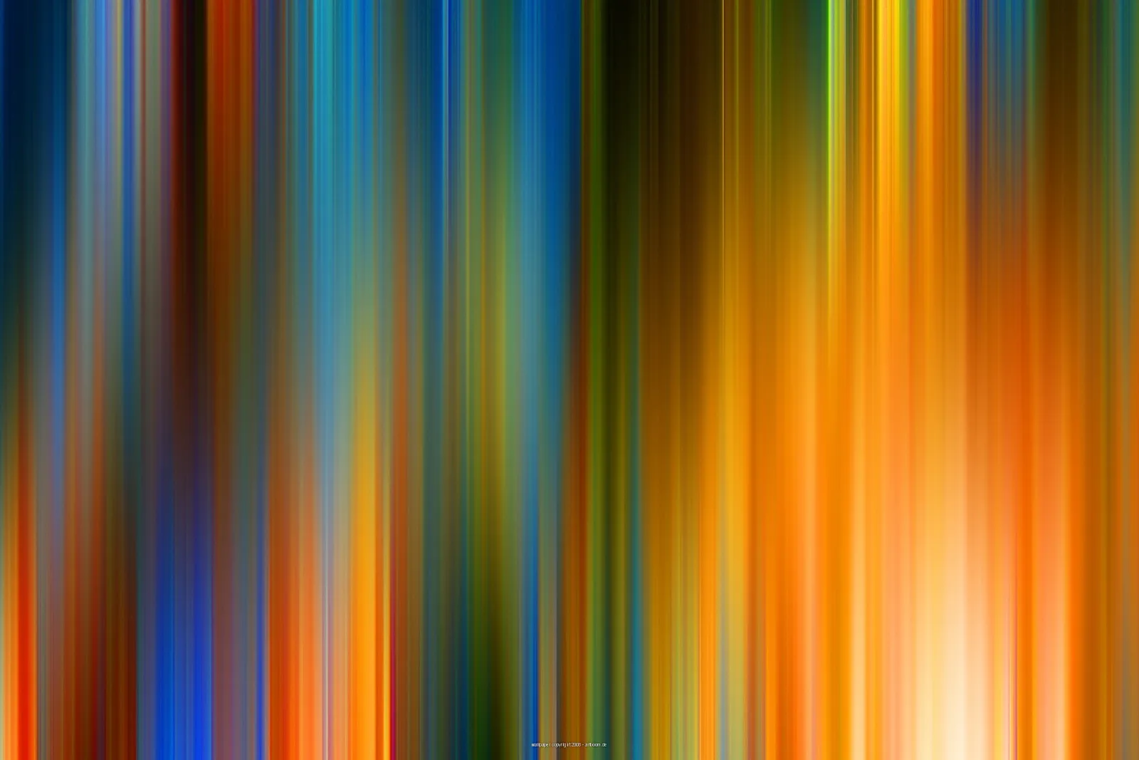 Abstrakte, vertikal verwischte Farbstreifen in Blau, Orange, Gelb und Dunkelgrün, die nach rechts unten heller werden.