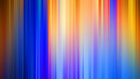 Abstrakte, vertikal verwischte Streifen in Blau, Orange, Gelb, Rot und Violett.