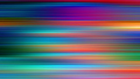 Abstraktes Bild aus horizontalen, verwischten Streifen in Rot, Orange, Gelb, Grün, Türkis, Blau und Violett, die von links nach rechts verlaufen.