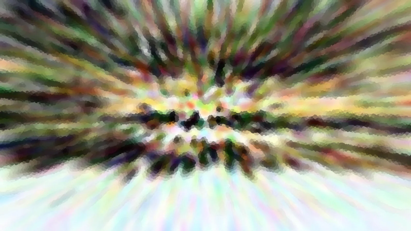 Abstraktes Bild mit bunten Streifen, die von der Mitte strahlenförmig nach außen laufen.