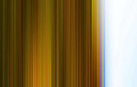 Abstrakte Komposition aus dicht nebeneinanderliegenden vertikalen Streifen in Gold, Braun und Olivgrün, die nach rechts in ein helles Weiß mit blauen und violetten Akzenten übergeht.