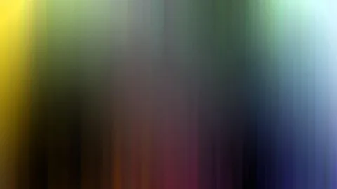 Abstrakte, vertikal verwischte Farbschlieren: links gelb, in der Mitte dunkles Grün und Rot, rechts Blau und helles Türkis.