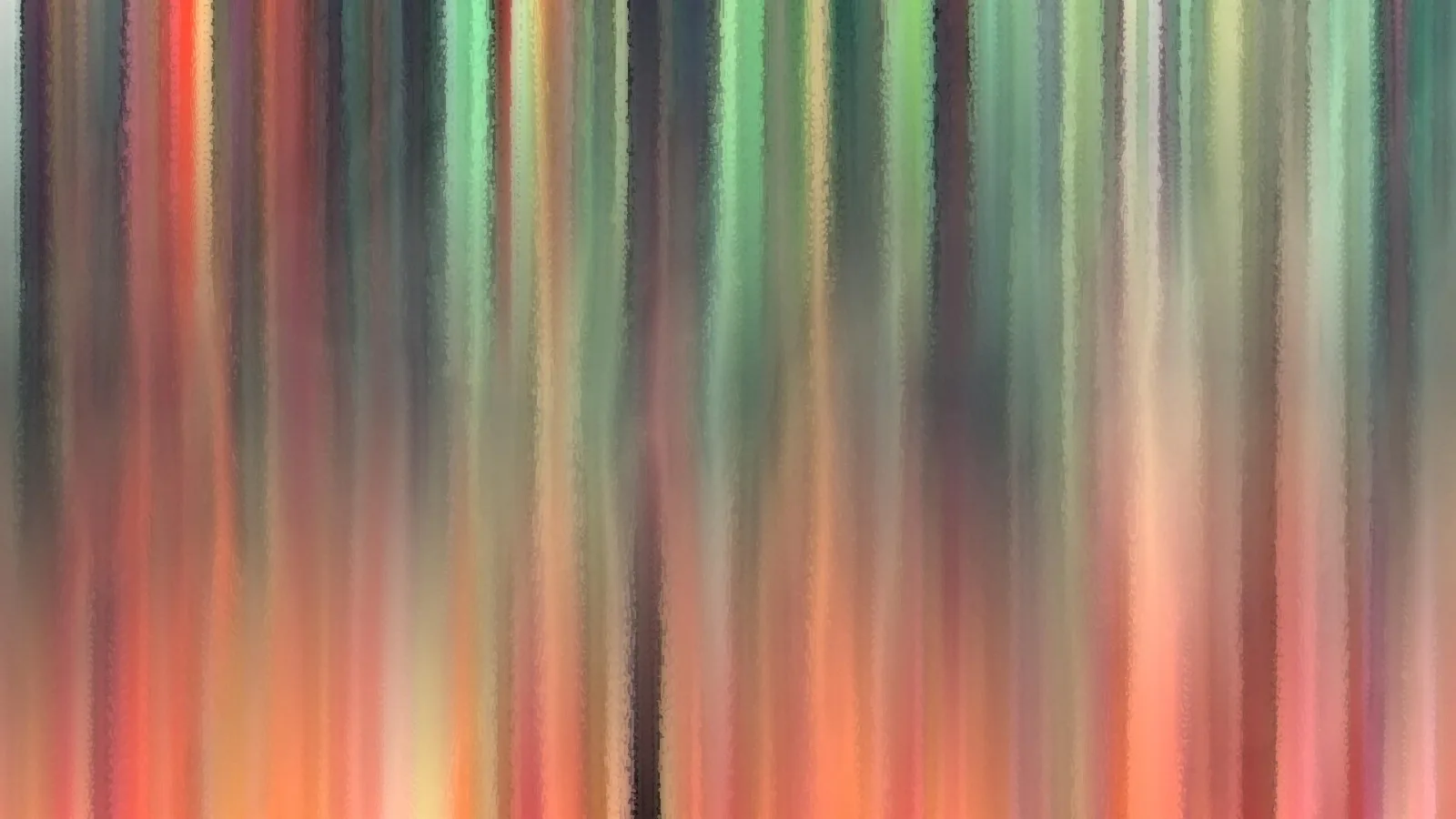 Abstrakte vertikale Streifen in Grün, Rot, Orange und Beige mit malerischer Textur.