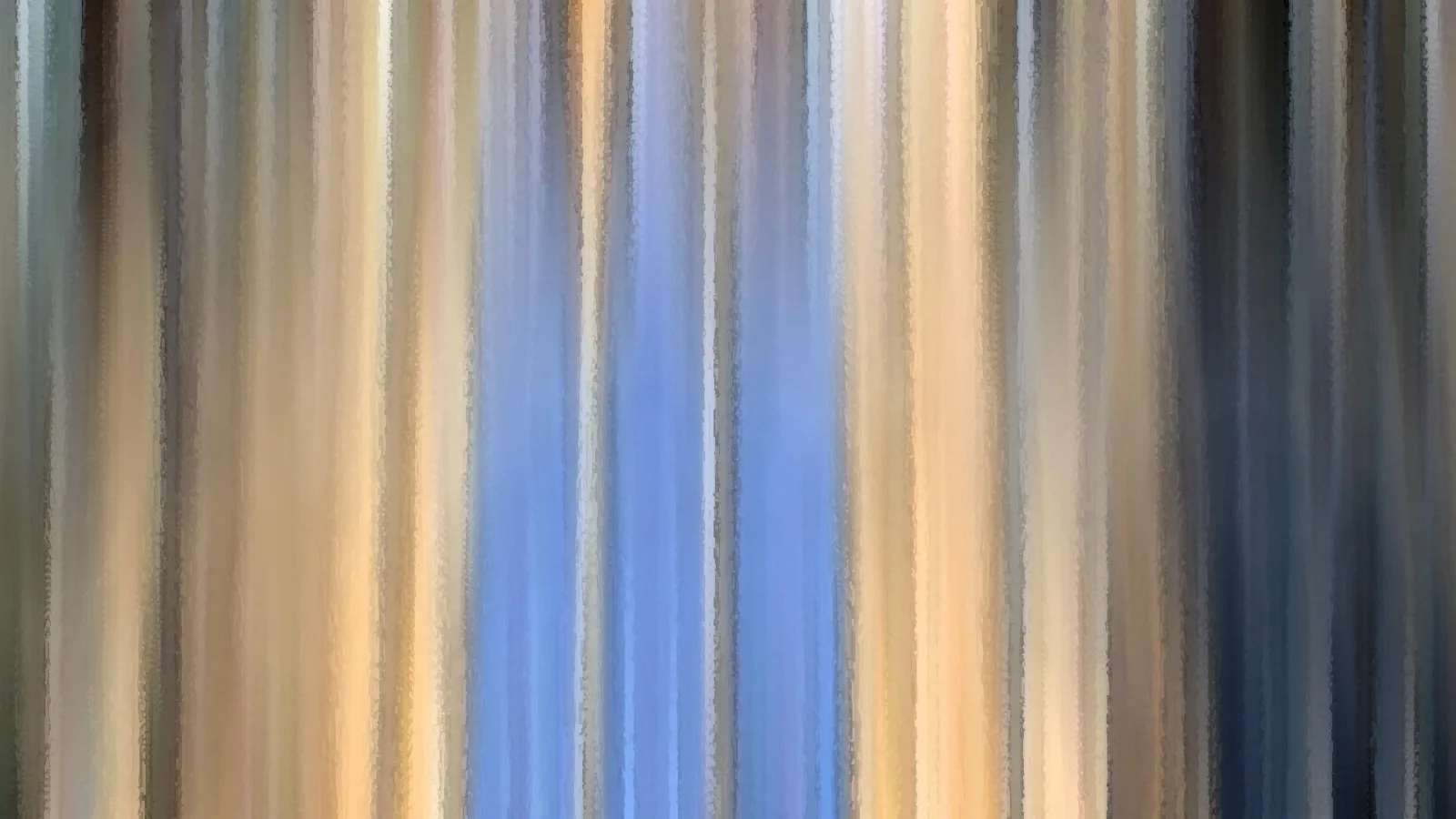 Abstrakte vertikale Streifen in Beige, Blau und Dunkelgrau, weich verwischt.