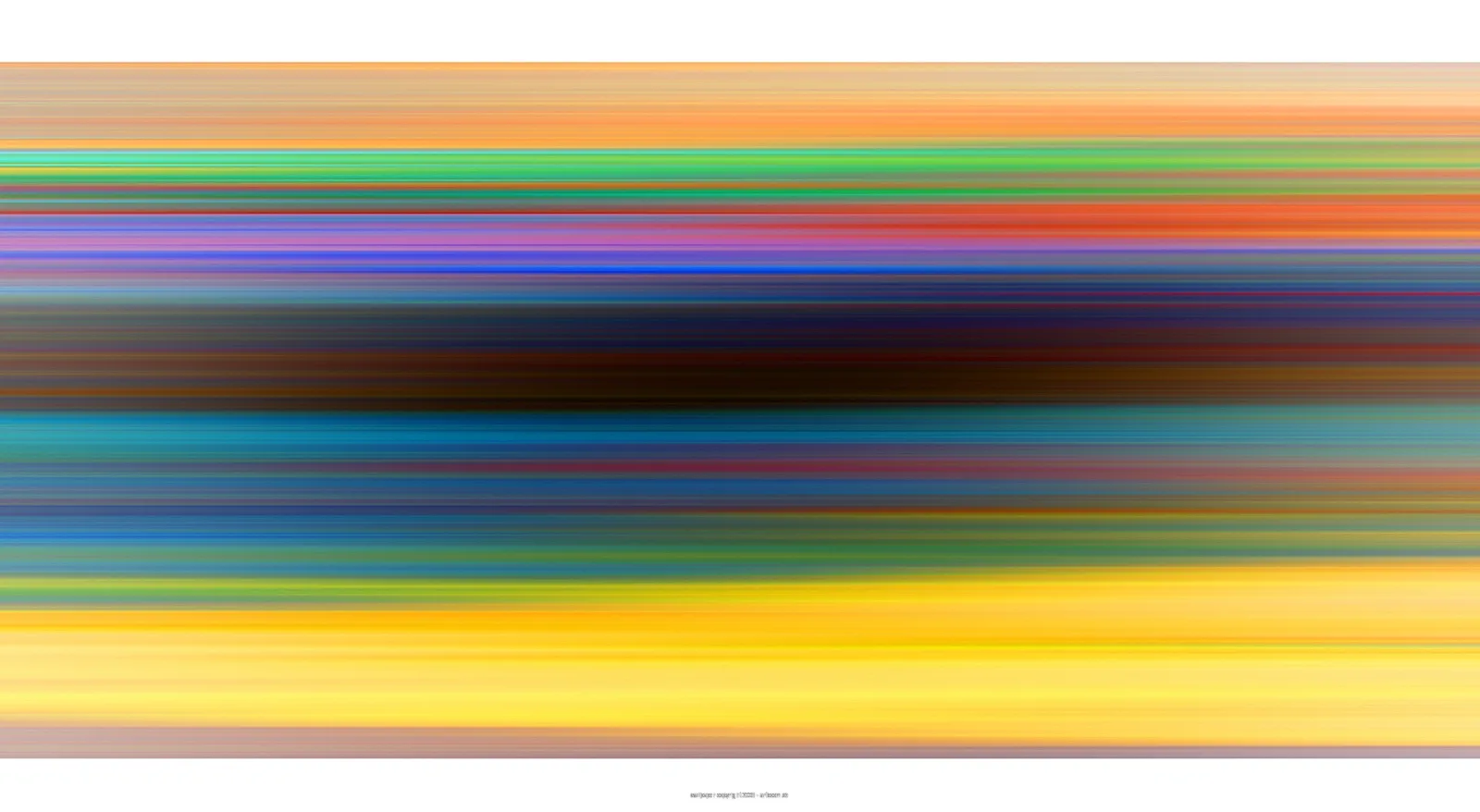 Abstrakte horizontale Streifen in Orange, Grün, Rot, Violett, Blau, Schwarz, Türkis und Gelb, die wie verwischte Bewegung wirken.