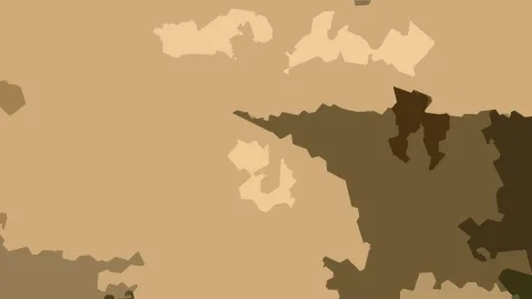 Abstraktes Bild mit beigen, braunen und dunkelbraunen unregelmäßigen Flächen vor einem hellbraunen Hintergrund.