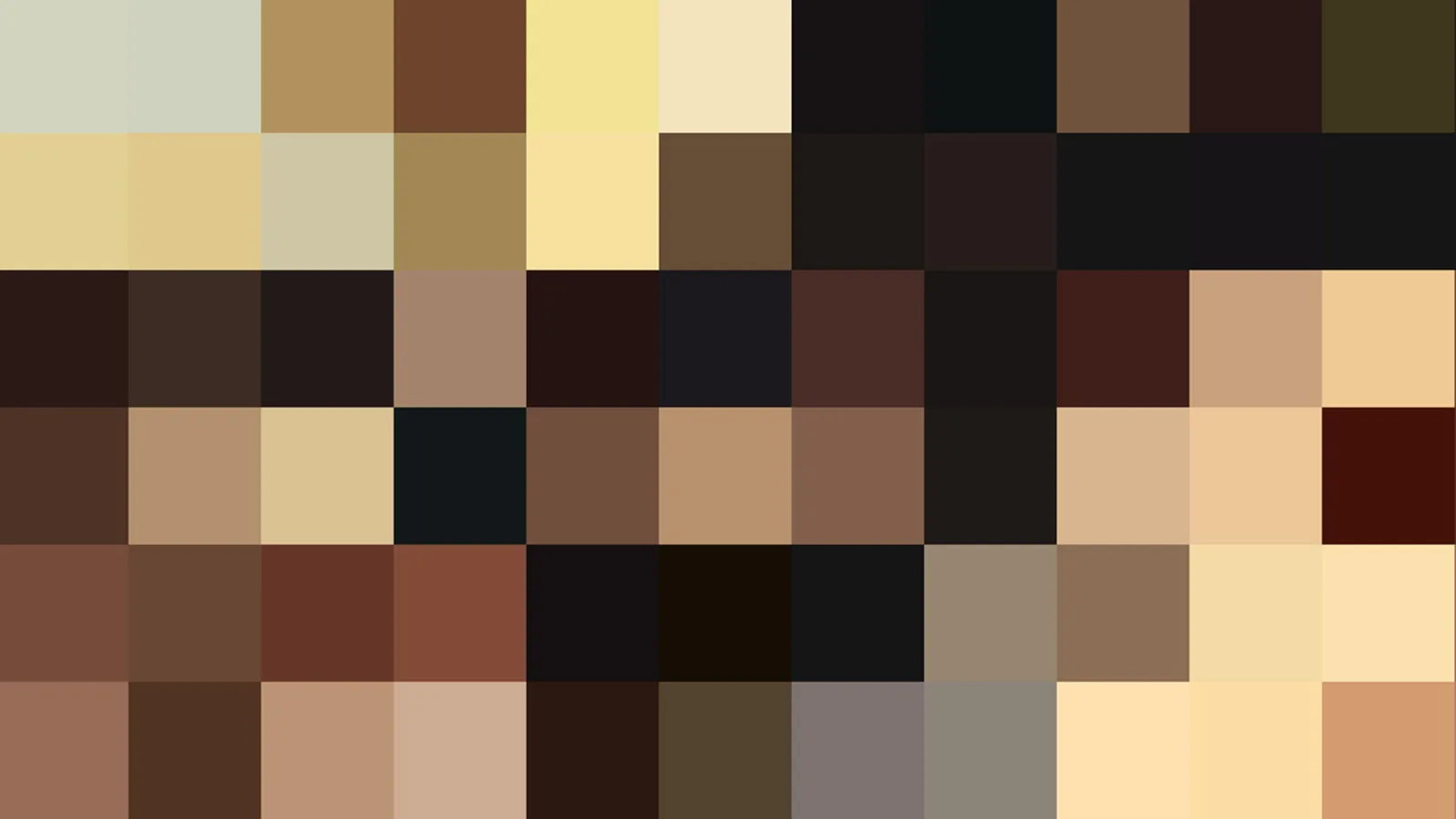 Mosaik aus quadratischen Farbfeldern in Beige, Braun, Gelb und Schwarz, in einem Raster angeordnet.