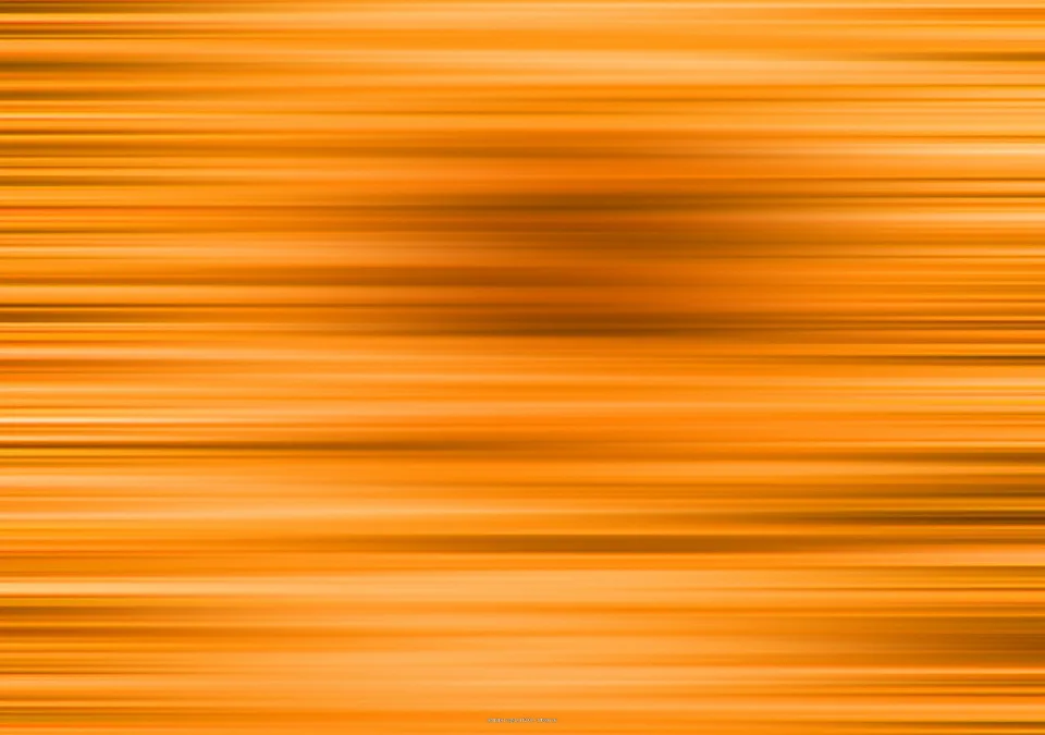 Abstrakte Komposition aus waagerechten, orangefarbenen Streifen mit weichen Helligkeitsverläufen und einer dunkleren, verschwommenen Zone im oberen Mittelbereich.