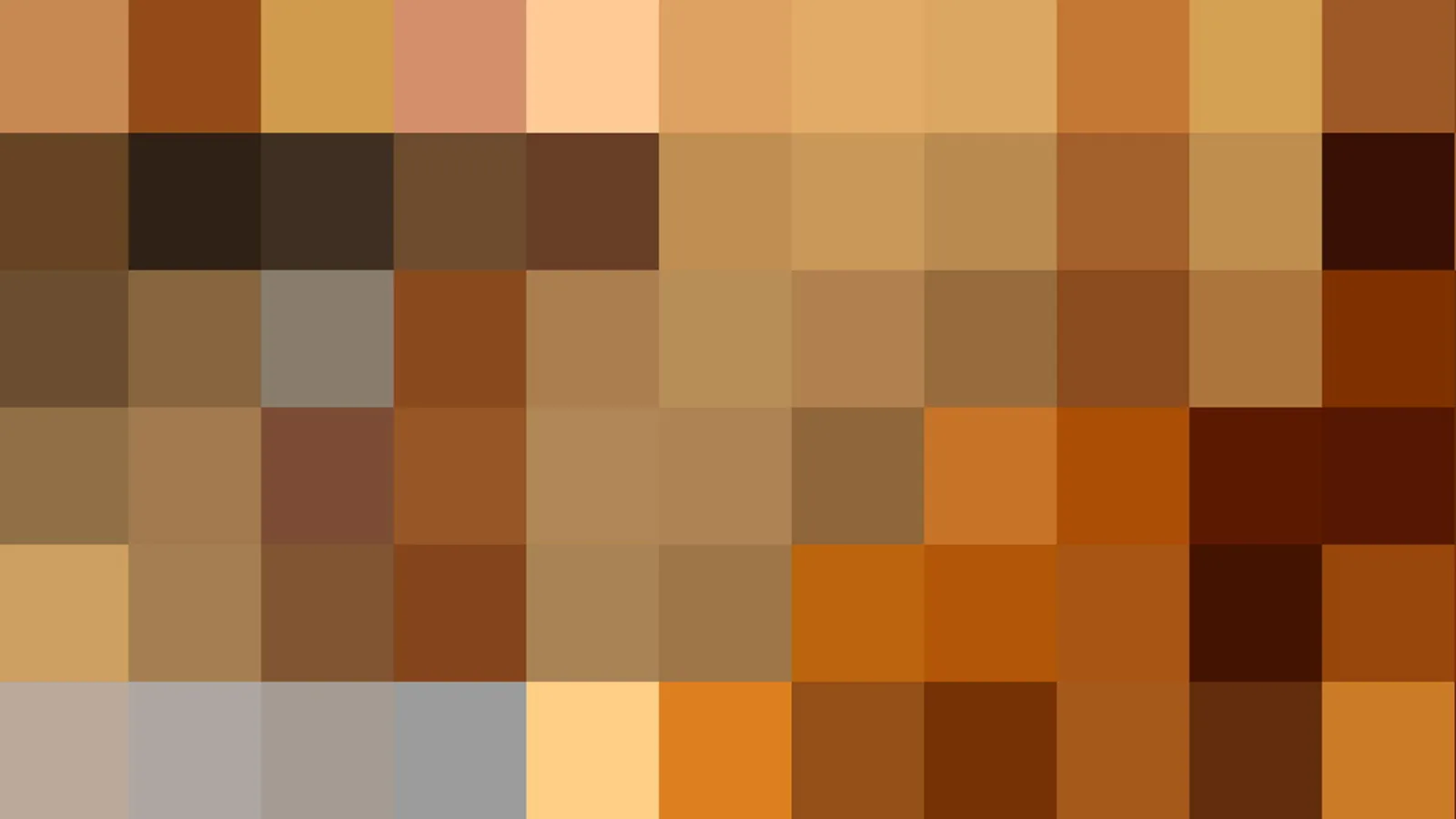 Quadratisches Pixelmosaik in Braun-, Ocker- und Orangetönen, oben heller, unten dunkler.