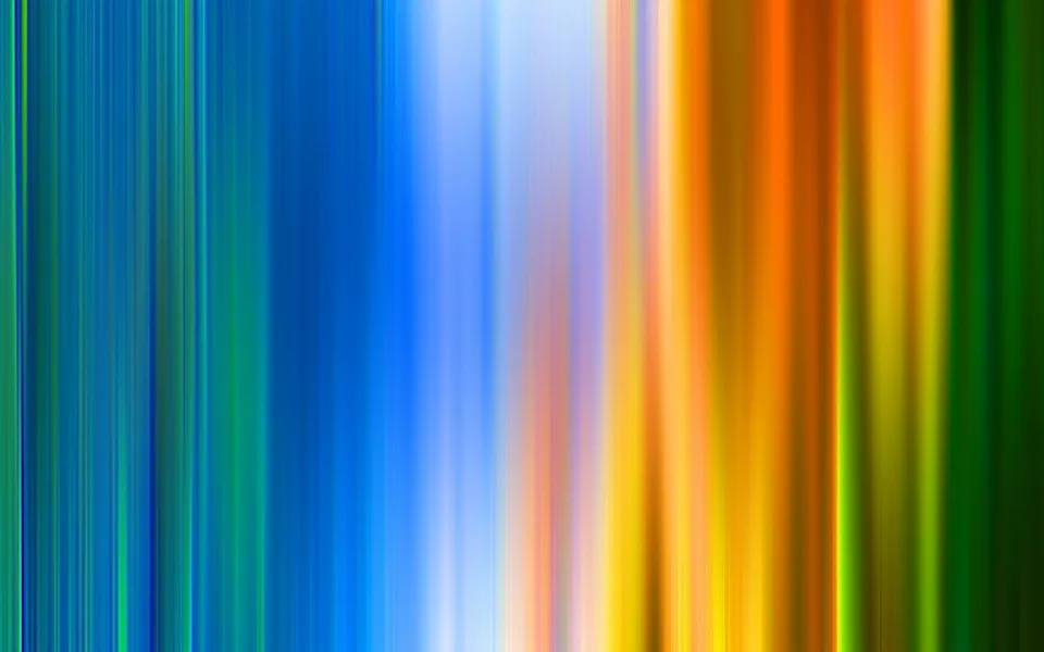 Abstrakte vertikale Streifen in Blau, Hellblau, Orange, Gelb und Grün, weich verschwommen nebeneinander angeordnet.