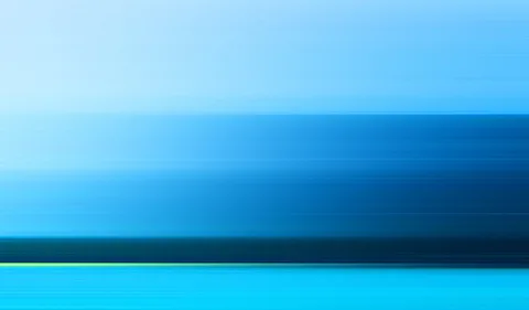 Abstrakte horizontale Streifen in verschiedenen Blautönen, von hellem Himmelblau oben bis zu dunklem Marineblau und einem leuchtend türkisen Band unten, mit einer gelblichen Linie am unteren Rand des dunklen Bereichs.