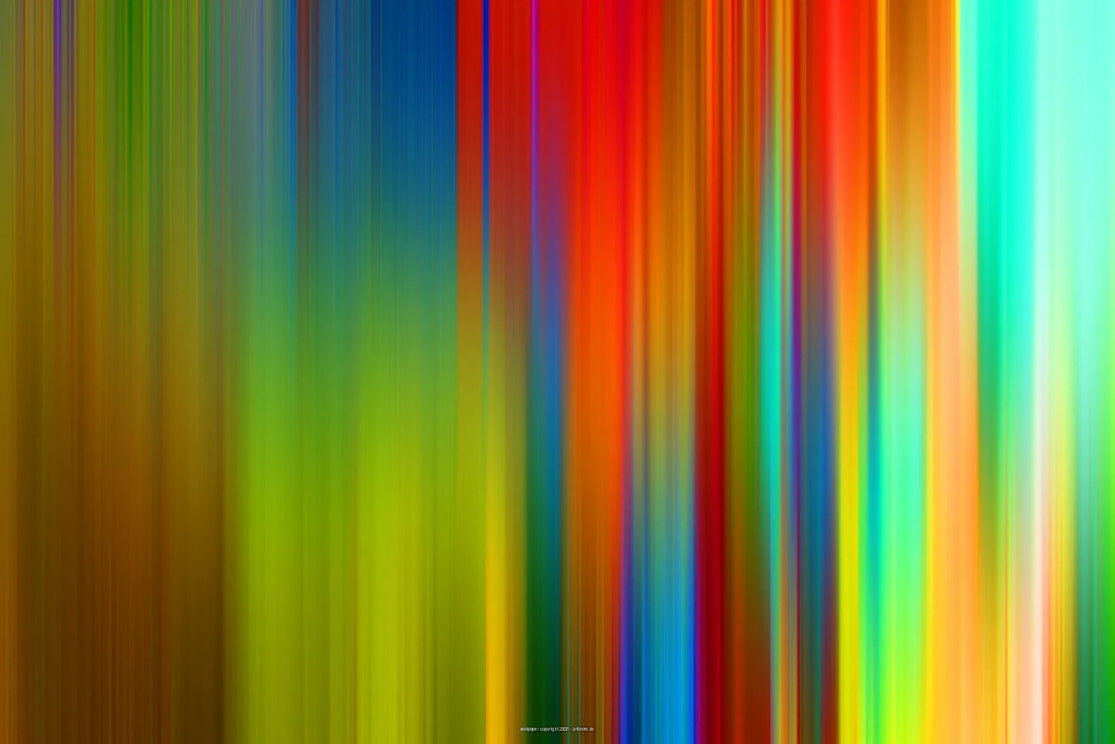 Abstrakte Komposition aus vertikalen, unscharfen Streifen in Gelb, Grün, Blau, Rot und Orange, die von links nach rechts ineinander übergehen.