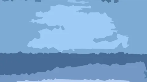 Abstrakte Komposition in Blautönen: eine helle, wolkenartige Form in der Bildmitte und ein dunkler horizontaler Streifen im unteren Drittel.