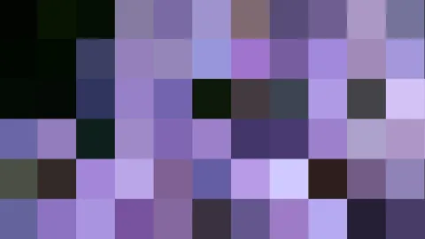 Mosaik aus quadratischen Pixelfeldern in Lila, Violett, Dunkelblau und Schwarz, unregelmäßig verteilt über das gesamte Bild