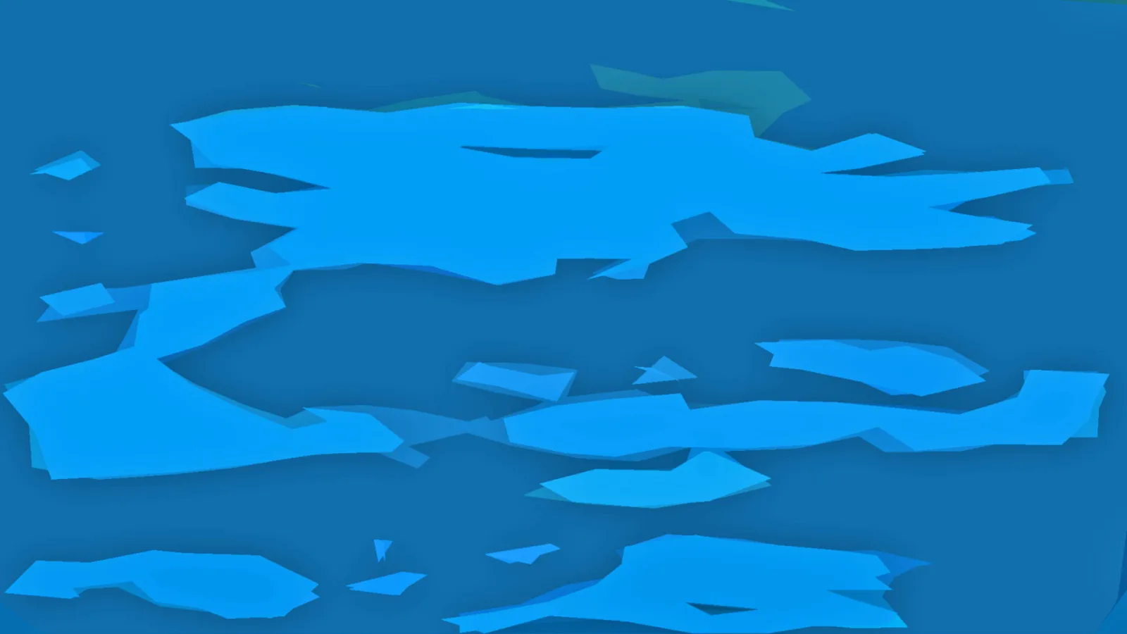 Abstrakte Komposition aus unregelmäßigen hellblauen Flächen auf dunklerem blauem Hintergrund