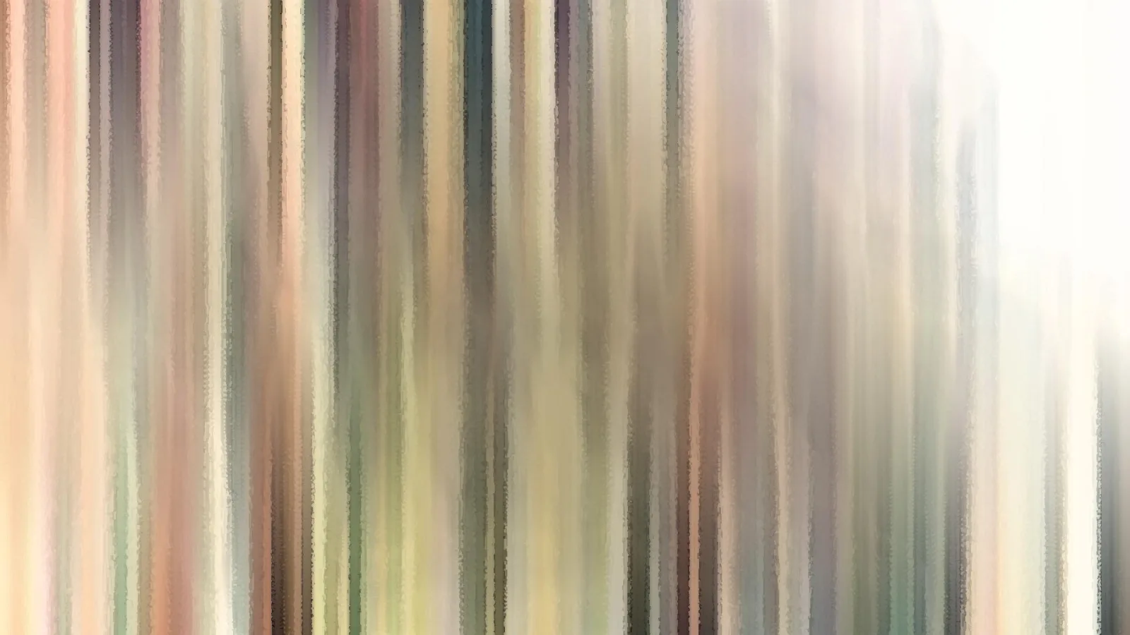 Abstraktes Bild aus vertikalen, verwischten Streifen in Pastelltönen von Beige, Rosa, Grün und Grau.
