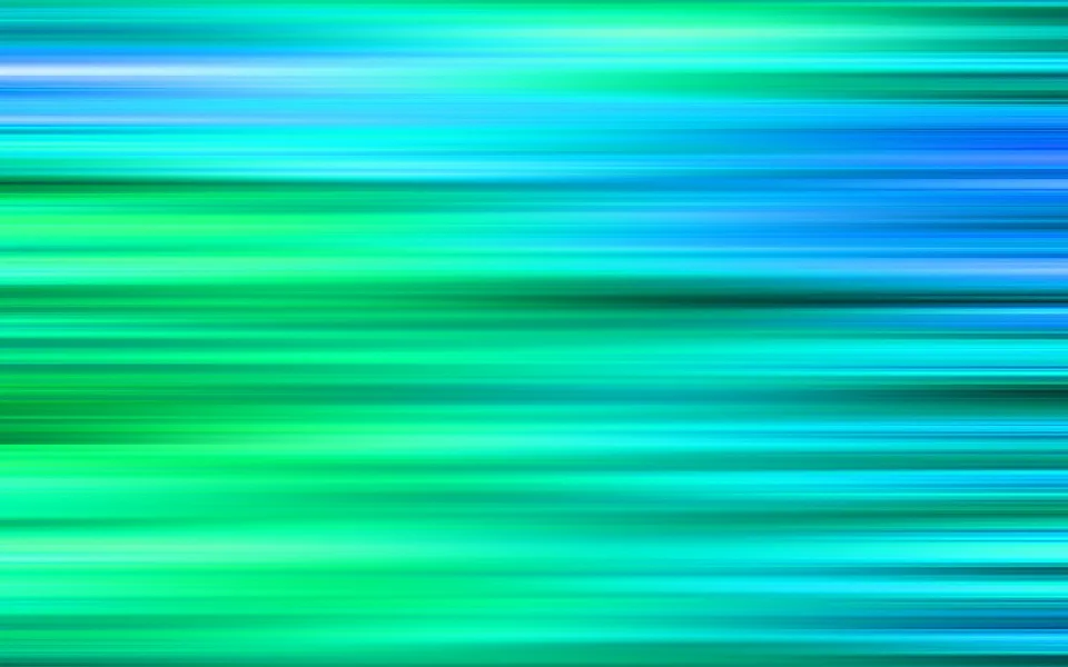 Abstraktes Bild aus horizontalen, verwischten Linien in Türkis, Grün und Blau, die von links nach rechts verlaufen.