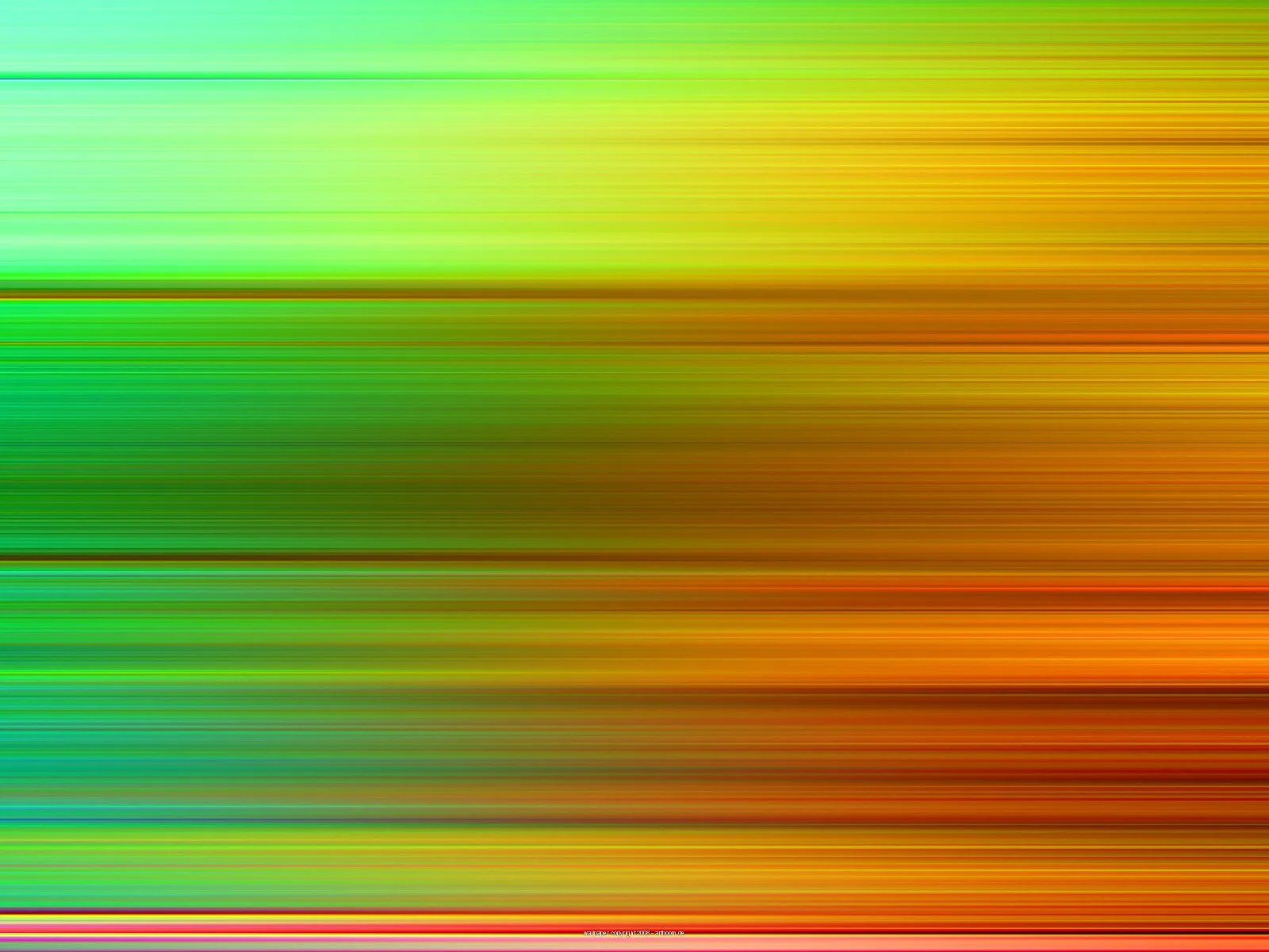Abstrakte Komposition aus horizontalen, verwischten Streifen in Grün, Gelb, Orange und Rot, oben heller, unten intensiver.